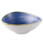 Thumbnail image #1 for CAC China Tucson TUS-TB5-BLU Triangular Porcelain Bowl, 6 oz, 4-3/4" x 4-3/8" x 1-3/4"H, Reactive Glaze, Starry Night Blue Case of 3 Dozen