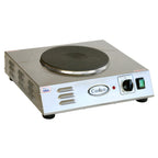 Thumbnail image #1 for Cadco LKR-220 Portable Countertop Electric Hot Plate, 1 9-Inch Solid Cast Iron Burner, Stainless Steel, 220V