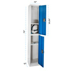 Thumbnail image #2 for Alpine Industries ADI629-202-BLU Double-Compartment Steel Storage Locker, Blue, 72"H x 12"W x 12"D