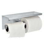 Thumbnail image #2 for Alpine Industries ALP487-B Wall-Mount Double Standard-Roll Toilet Tissue Dispenser with Shelf, Brushed Stainless Steel Case of 18