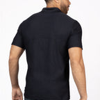 Thumbnail image #2 for Chef Works Z650-BLK-XS Men's Black Short-Sleeve Polo Chef Coat, Button Front, 100% Polyester, XS