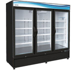 Thumbnail image #5 for Serv-Ware GF72B-HC 72 Cu. Ft. Three-Door Black Glass Door Merchandiser Freezer, Self-Contained Bottom-Mounted