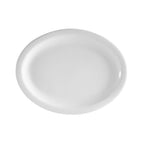 Thumbnail image #1 for CAC China Clinton NCN-12 Porcelain Oval Platter, 10 x 8 x 3/4 in, Narrow Rim, Super White Case of 2 Dozen