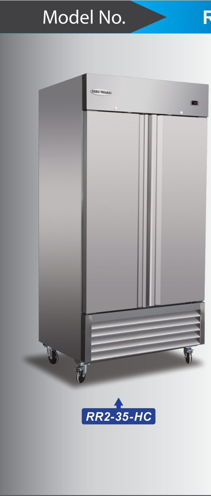 Product image #5 for Serv-Ware 2 Door 35 Cu. Ft. Stainless Steel Reach-In Refrigerator, Bottom-Mounted Compressor