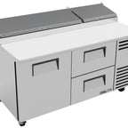 Thumbnail image #7 for True Mfg. - General Foodservice TPP-AT-67D-2-HC 67-Inch Stainless Steel Pizza Prep Table with 1 Door, 2 Drawers and 9-Pan Rail