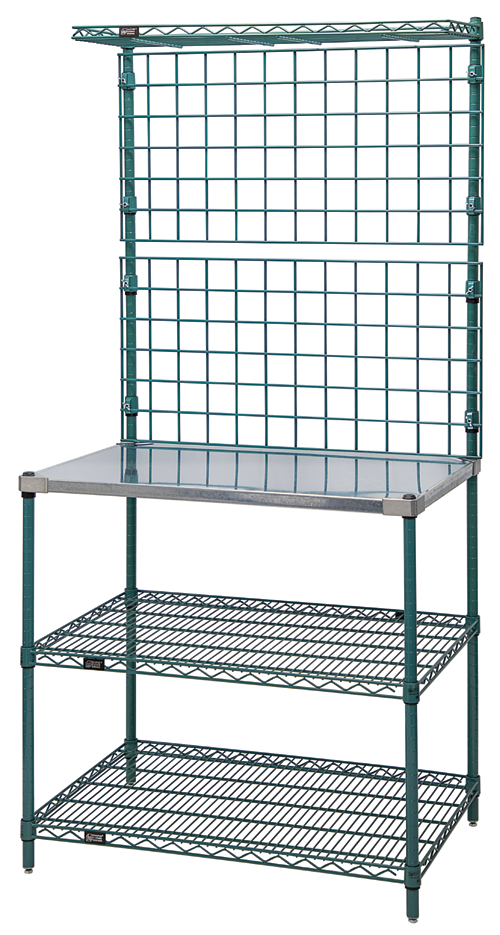 Product image #1 for Quantum 36"W x 24"D x 74"H Drive-Thru Workstation with Cantilever, Shelves, and Grid Panels