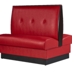 Thumbnail image #1 for ATSMFG ATS AT&S-QAD-W42-3B-BRD Double Upholstered Booth, 42"H, 3-Button Tufted, Bright Red, Dark Walnut Elm Wood Accents