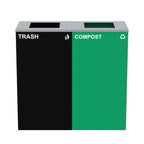 Thumbnail image #1 for Alpine Industries ALP4450-BLK-KIT9 58 Gallon 2-Stream Steel Compost Bin Station, Black and Green
