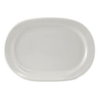 Thumbnail image #1 for Tuxton China Sonoma YPH-102 Porcelain Racetrack Platter, 10-3/8" x 7-1/2", Oblong, Wide Rim, Embossed Case of 2 Dozen