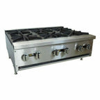 Thumbnail image #1 for USR Brands Cookline CHP-36-6 Natural Gas Countertop Hotplate, 6 Burners, Cast Iron Grates, Stainless Steel Front & Sides, 35.4"W
