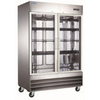 Thumbnail image #1 for Omcan 59126 (RE-CN-0041E-G-HC) Aurora Refrigerator, reach-in, two-section, 54"W, (2) self-closing glass doors, 41.3 cu. ft. capacity, (6)