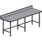 Thumbnail image #1 for Pacific Stainless WKT10836A6O Work Table with 304 Stainless Steel Top, 108"W x 36"D, 6" Backsplash, Open Base