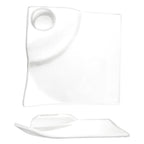 Thumbnail image #1 for International Tableware Elite EL-800 8" Porcelain Square Party Plate with 1 oz Round Well 1 Dozen