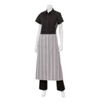 Thumbnail image #1 for Chef Works F24 -BWP-0 Bistro Apron, 32"L x 27-1/2"W, 65/35 Poly/Cotton, Black with White Pinstripe, Patch Pocket with Pencil Divide