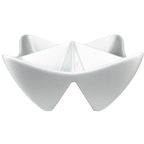 Thumbnail image #1 for International Tableware FA-50 Porcelain 4-Compartment Bowl with 2 oz Wells, 5-1/4" x 5-1/4" x 3"H 1 Dozen
