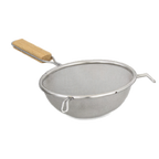 Thumbnail image #1 for Alegacy Foodservice Products S9098 Fine Mesh Stainless Steel Strainer, 8" Bowl, Wood Handle, Double Pan Hook Case of 12