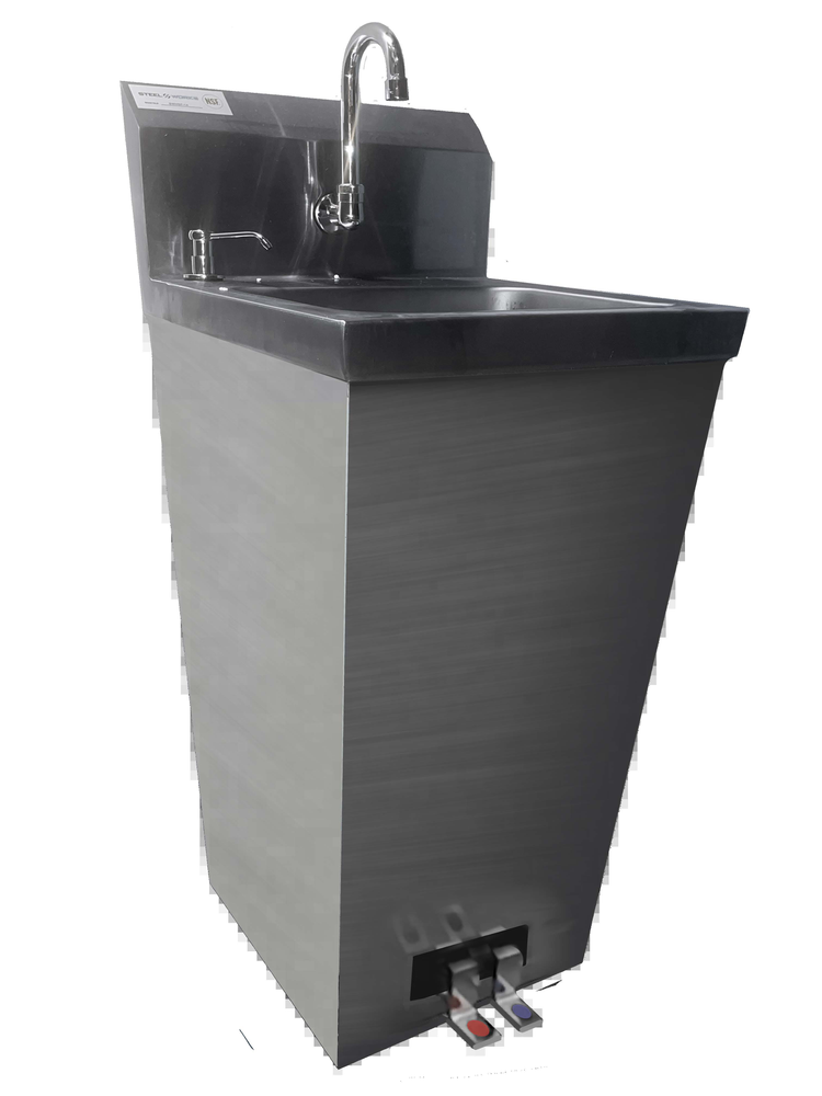 Product image #4 for Steel Works Stainless 18-Gauge 304 Stainless Steel Pedestal Hand Sink with Gooseneck Faucet and Soap Dispenser