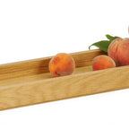 Thumbnail image #2 for Cal-Mil 23106-2061-21 Rectangular Oak Serving Tray, 20"W x 6"D x 1.5"H, Fits Black Metal Riser Frames