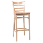 Thumbnail image #1 for G & A Commercial Seating 9512SS Commercial Bar Stool, Ladder Back, Solid Wood Saddle Seat, Armless, Footrest