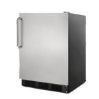 Thumbnail image #1 for Summit Commercial FF7BKSSTB 1-Section Undercounter Refrigerator, Solid Door, Black Exterior, Stainless Steel Door
