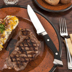 Thumbnail image #1 for Libbey Stockyard 201 2693 Steak Knife, 10-1/2", Full-Tang High-Carbon Stainless Steel Blade, Black Synthetic Handle