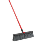 Thumbnail image #1 for Libman Commercial 878 18" Black Rough-Surface Push Broom with Red Steel Handle Case of 4