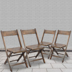 Thumbnail image #2 for Flash Furniture 4-WFC-SLAT-AB-GG Folding Chair, 500 lb. Capacity, Slatted Seat, Beechwood Frame, Rustic Wood/Black Finish