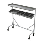 Thumbnail image #1 for Lakeside SS72CS Stainless Steel Cantilever Tray Starter Station, 72"W, 4 Swivel Casters (2 with Brakes)