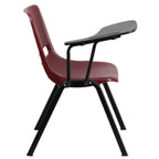 Thumbnail image #2 for Flash Furniture Hercules RUT-EO1-BY-LTAB-GG Burgundy Plastic Shell Chair with Left-Handed Flip-Up Tablet Arm