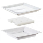 Thumbnail image #1 for Cal-Mil Cold Concept 3063 Square Porcelain Plate Set with Liner and Cold Pack, 11 in, White, No Lid