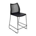 Thumbnail image #1 for Flash Furniture Hercules RUT-498A-CS-BK-GG Commercial Counter Stool, Armless Black Plastic Honeycomb Back, Waterfall Seat, Black Steel Sled Base