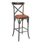 Thumbnail image #1 for G & A Commercial Seating Colmar 989-PS Indoor/Outdoor Aluminum Cross-Back Bar Stool with Padded Seat, Stackable