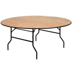 Thumbnail image #1 for Flash Furniture YT-WRFT72-TBL-GG 72" Round Folding Banquet Table, 30"H, 3/4" Plywood Top with Vinyl Edge