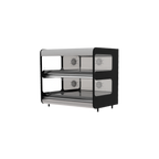 Thumbnail image #1 for Flexeserve 2T-1000 Countertop Heated Food Display Cabinet, Stainless Steel, Straight Glass, 2 Shelves, Self-Service