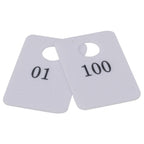 Thumbnail image #1 for Stanton Trading 5PCR-1-100 Plastic Coat Room Checks, Numbered 1–100, with Hanger Hold and “Not Responsible” Disclaimer Case of 40