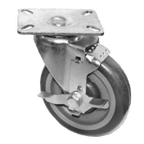Thumbnail image #1 for GSW KP5112 4-Inch Polyurethane Swivel Plate Caster with Side Brake Case of 20