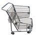 Thumbnail image #4 for Omcan Commercial Double Basket Shopping Cart, 70L Capacity, Zinc Epoxy Finish, 5-Inch Double Axle PU Wheels