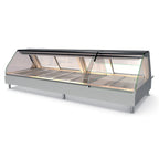 Thumbnail image #1 for Giles Enterprises GHM-8C FULL Heated Full-Service Countertop Food Merchandiser, 7-Well, Curved Glass, Stainless Steel, 96-1/4"