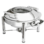 Thumbnail image #1 for Eastern Tabletop Crown 3938GPL Round Induction Chafer, 6 qt, Stainless Steel, Hinged Glass Lid