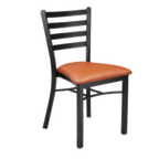 Thumbnail image #1 for G & A Commercial Seating Dante 513 STACKING Stacking Ladder-Back Side Chair with Upholstered Padded Seat and Matte Black Steel Frame