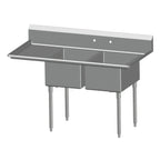 Thumbnail image #1 for SPG International Universal Stainless 2N1618-LD18 2-Compartment Stainless Steel Sink, Left Drainboard, 18" x 16" Compartments, 9" Backsplash