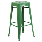 Thumbnail image #1 for Flash Furniture CH-31320-30-GN-GG Green Backless Galvanized Steel Bar Stool with Drain Hole and Footrest