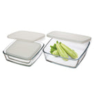 Thumbnail image #1 for Kadra Kitchenware Simax SX-350 3-Piece Glass Casserole Dish Set with Plastic Lid, 0.5 qt, 1 qt & 2 qt Case of 4
