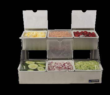 Product image #4 for 2-Tier Stepped Condiment Center with Individual Notched Lids, 6 x 1-Quart Inserts, Stainless Steel