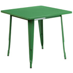 Thumbnail image #1 for Flash Furniture ET-CT002-1-GN-GG Square Green Steel Dining Table, 31-1/2"W x 31-1/2"D x 29-1/2"H