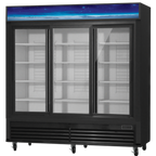 Thumbnail image #1 for Blue Air FSE LLC BGM69SLB-HC Two-Section Refrigerated Glass-Door Merchandiser, 61 cu. ft., 3 Sliding Doors, Bottom-Mount Self-Contained, Black