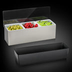Thumbnail image #1 for New Star Foodservice Inc. 1028058 3-Compartment Stainless Steel Chillable Condiment Dispenser/Garnish Center with 1 qt Inserts Case of 6