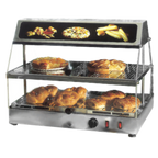 Thumbnail image #1 for Equipex LLC Roller Grill WDL-200 Countertop Hot Food Display Warmer, 2-Shelf, Stainless Steel & Plexiglass, 24 in.