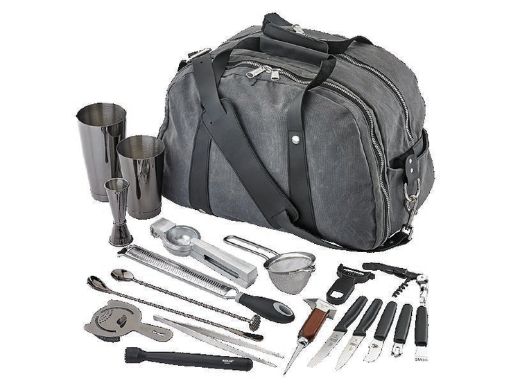 Product image #2 for Barfly Deluxe II 18-Piece Cocktail Mixology Tool Set with Bag, Gun Metal Black-Plated Finish
