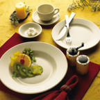 Thumbnail image #2 for International Tableware Roma RO-21 Ceramic Plate, 12-Inch Round, Rolled Edge, American White 1 Dozen